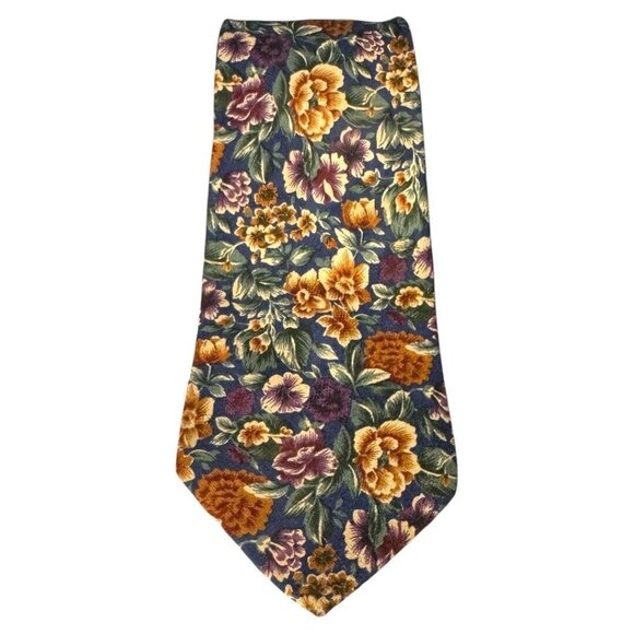 BASE Made in‎ Italy Floral Necktie Flowers Colorful Pattern Classic Men's Tie - Picture 1 of 3